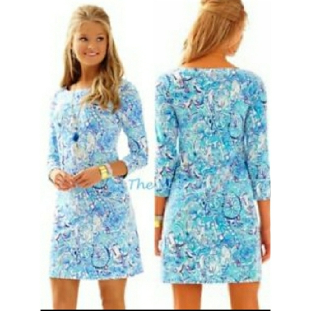 Lilly Pulitzer Blue Multicolor Patterned Shift Dress